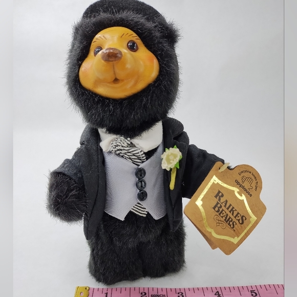 Vintage 1990 Applause Raike's Groom Bear Robert Rikes Wooden Face - Picture 8 of 9